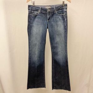 Paige 28 (6) Laurel Canyon Low Rise Boot Cut Women’s Jeans Frayed Hems 31 x 29.5